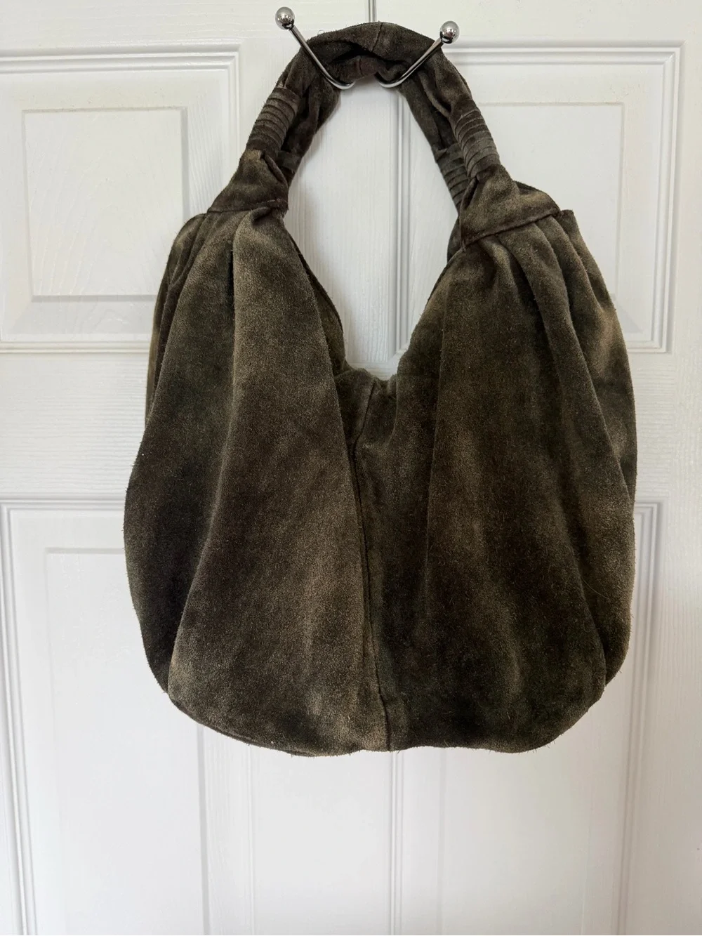 Free People, Green Leather Cowhide Hobo Bag-Bohemian-Distressed Leather-Fall